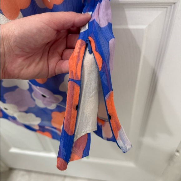 Diane Von Furstenberg Blue, Peach and Purple Floral Silk Mini Dress - Picture 5 of 8